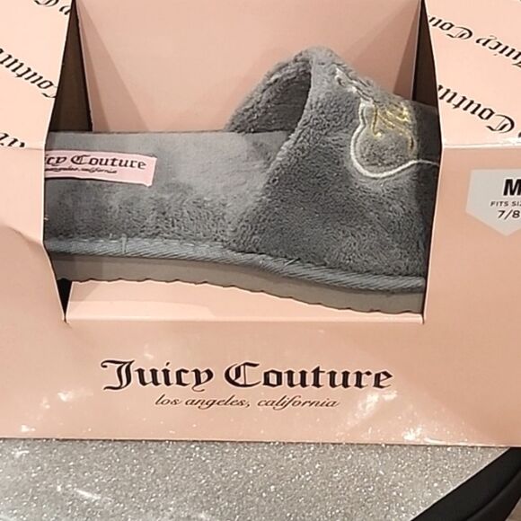 Juicy Couture Crown Logo Slippers- Grey - Picture 7 of 7